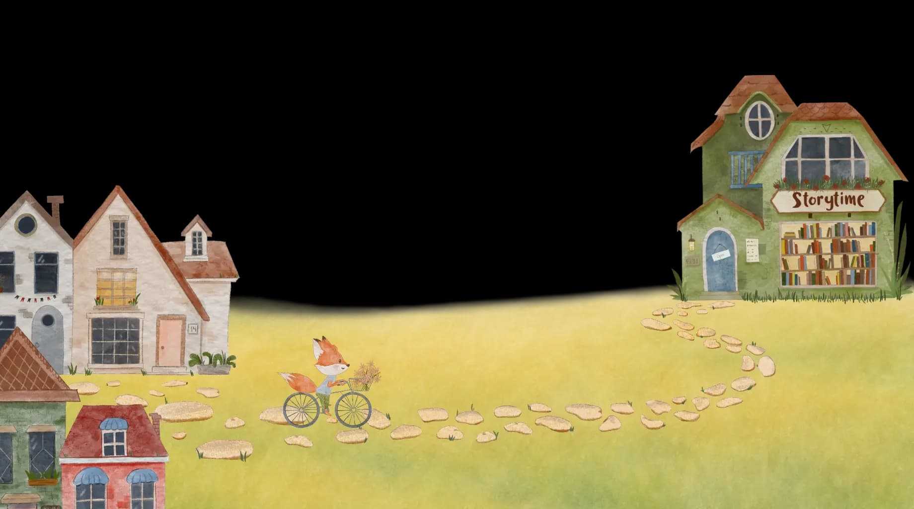 Main page land with book store and fox